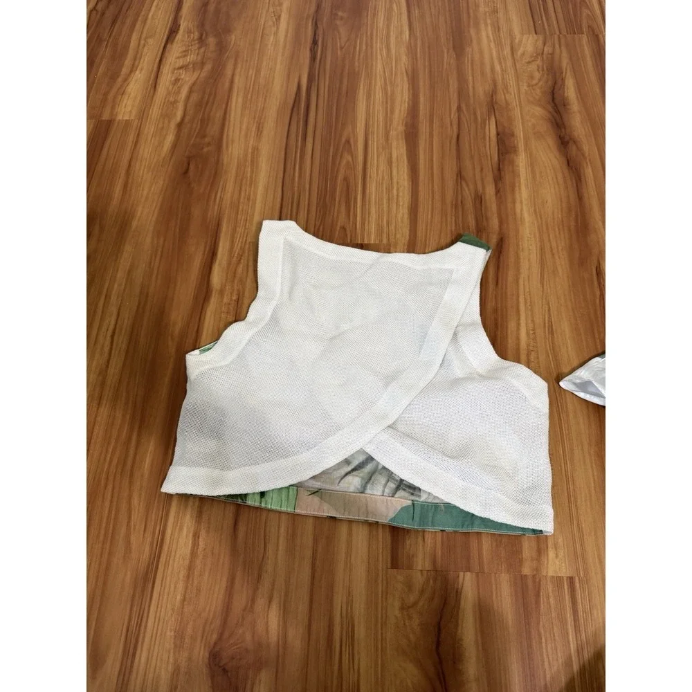 Tibi White Foliage Print Vacation Mini Skirt & Tank Top Set Size 0 Exotic Beach - Picture 5 of 6